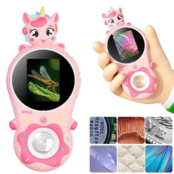 Crspexil 顕微鏡子供用 ミニ顕微鏡ハンドヘルド 虫眼鏡カメラ 500Xズーム2MP 科学教育...