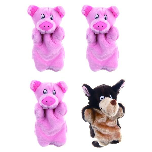 HAMILO パペット人形 3匹の子ぶた 読み聞かせ 絵本 人形劇 4点セット