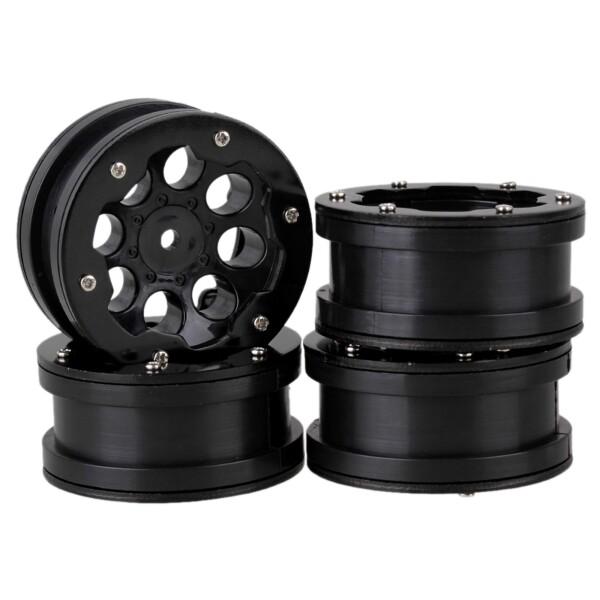 Mxfans 4個入れ プラスチック+アルミ合金 RCロッククローラーホイールリム RC1:10ロッ...