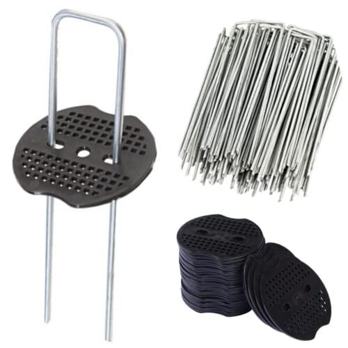 Uピン杭 黒丸付 80本セット 防草シート 固定用 人工芝 押さえピン 園芸シート マルチシート 固...