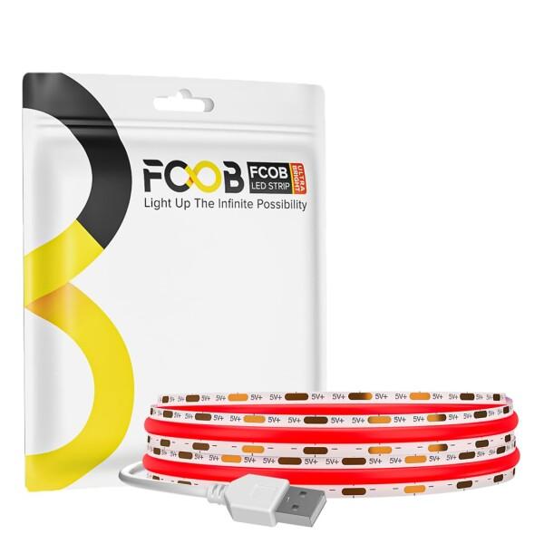 FCOB COB LEDテープライト USB 320LEDs/m 1M レッド 赤色 フレキシブル ...