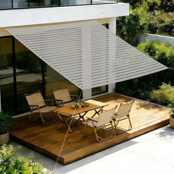 SUNNY GUARD日除け シェード屋外 2x2.7m グレー透かし編み サンシェード オーニグ ...