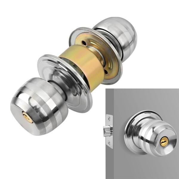 RICISUNG ドアノブ 鍵付き 円筒錠 交換 浴室錠 室内 トイレ ボールプライバシードアノブ ...