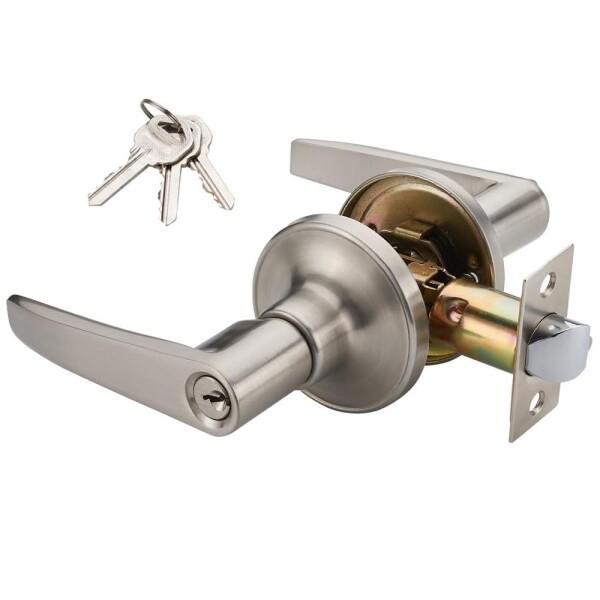 siawadeky ドアノブ 3本鍵付き レバーハンドル 室内錠 ドアロック 堅塁金物 ドアノブ交換...