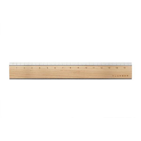 RULER 無機質なアルミに銘木をプラスした定規・ものさし (Maple)