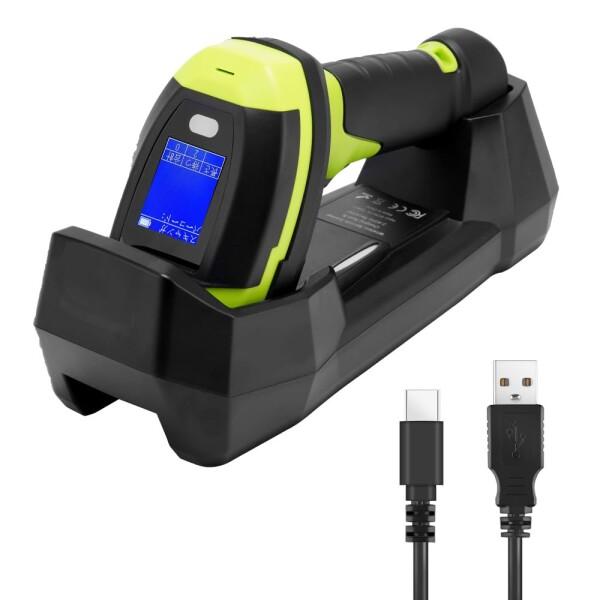 JRHCバーコードスキャナ無線、ディスプレイ付き2D自動バーコードスキャナ、2.4Gワイヤレス暗号化