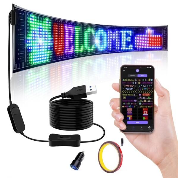 SUBORAWOS USB LEDカラーサイン スクロールメッセージボード LEDパネルカーサインデ...