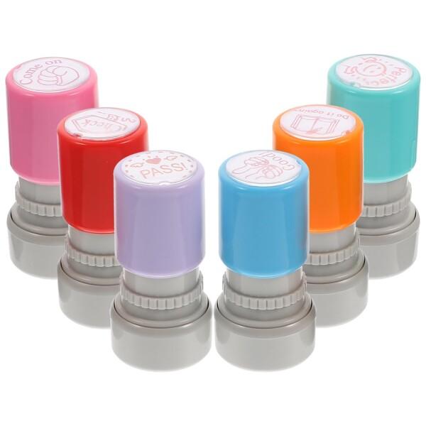 ULTECHNOVO 教師用スタンプ 6個セット 英語コメントスタンプ ポータブル教育用スタンパー ...