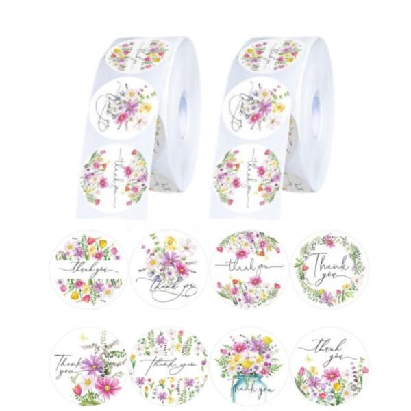 (alldeblue)サンキューシール 500枚×2ロール 1000枚 花柄 thankyouシール...