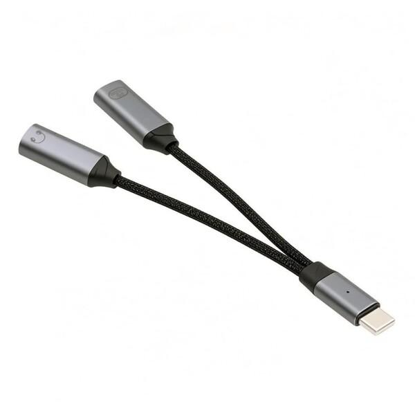 NFHK USB-C タイプC オス - デュアルメス オーディオ DAC AUX ミュージック 1...