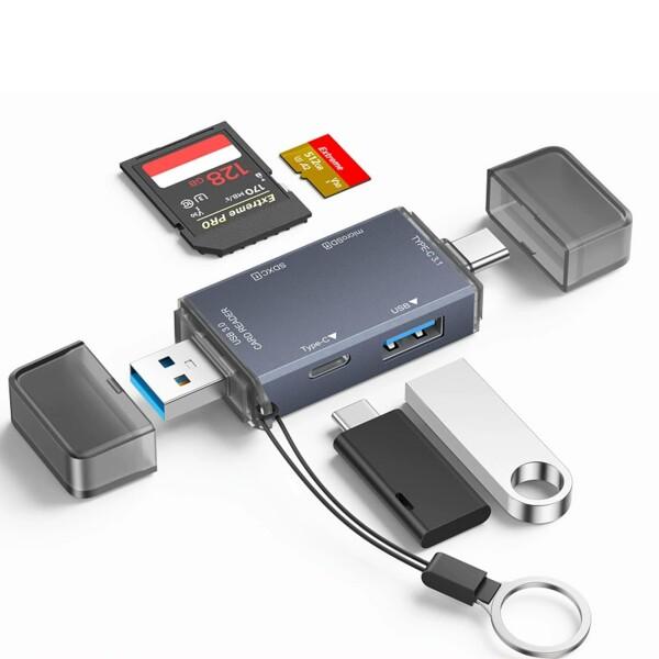 SDカードリーダー Denkouozi USB 3.0 SDカード 6-in-1 カードリーダー S...