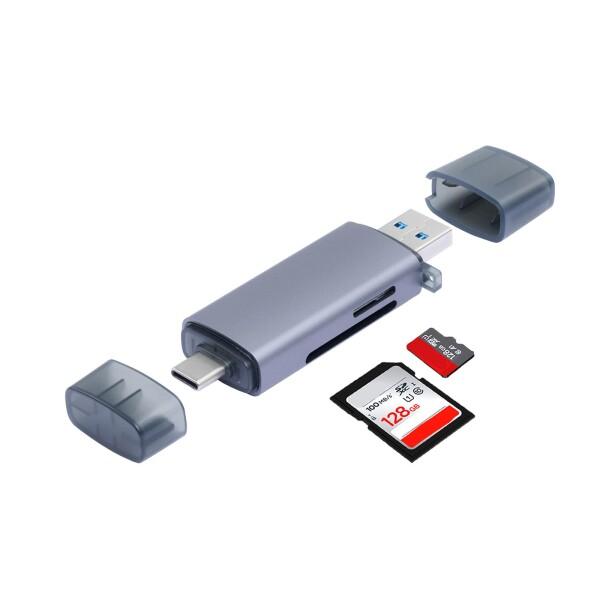 ? SDカードリーダー Type-C OTG対応 2 in 1 USB3.0 MicroSD 高速伝...