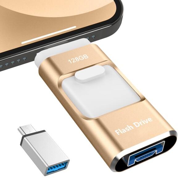 4in1 Phone対応 USBメモリ128GB 高速 データ バックアップphone写真データ保存...