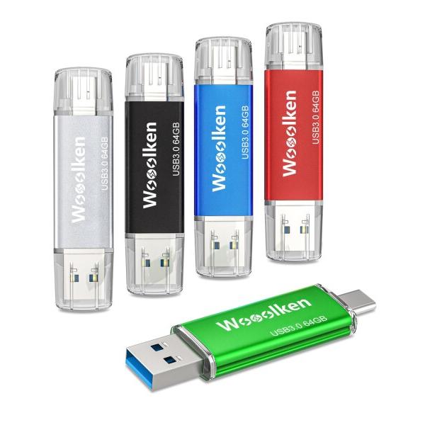 USBメモリ Type C 64GB 5個セット Wooolken USBフラッシュドライブ 2in...