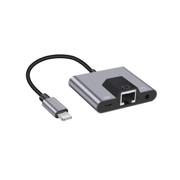 有線LANアダプター iPhone/iPad用 3in1 Lighting-RJ45 イーサネット ...