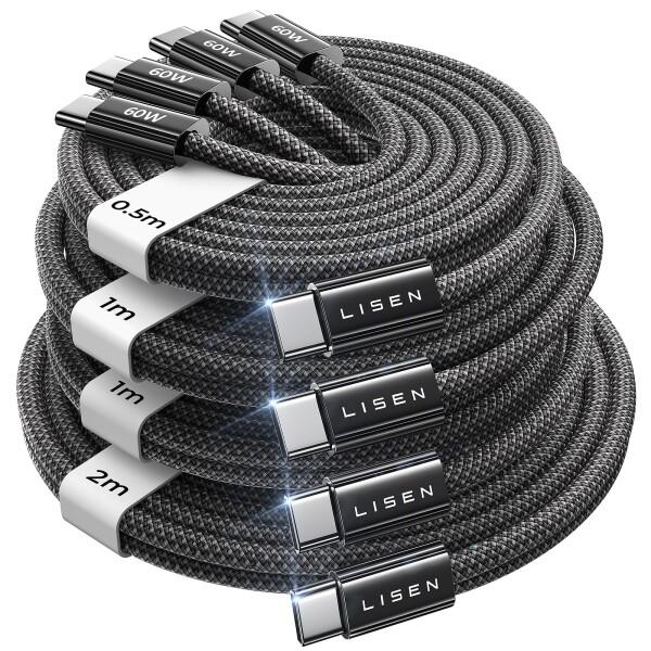 LISEN USB C &amp; USB C ケーブル 急速充電Type-c ケーブル タイプc (家族の...