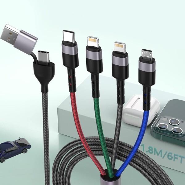 6 in 1 Multi USB Universal 1.8M/6Ft Phone Charging...
