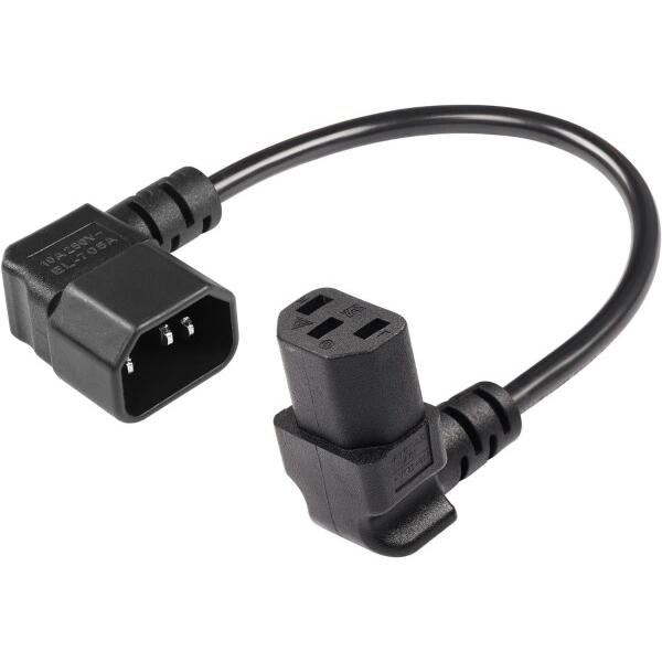 CERRXIAN IEC 320 90度C13〜C14電源ケーブル 18AWGダウンアングルIEC ...