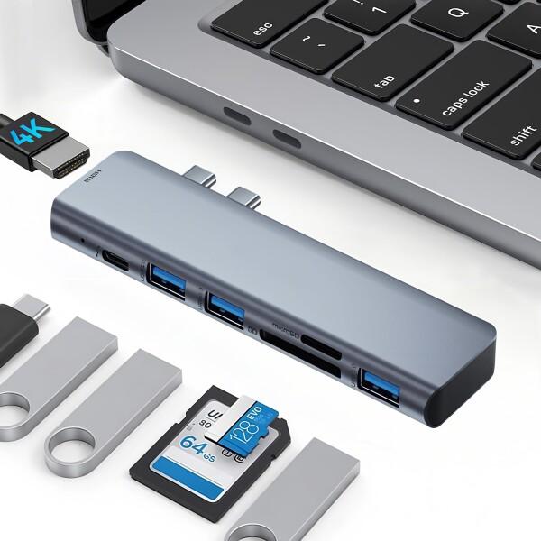 MacBook用 7-in-2 USB-Cハブ：4K HDMI、Thunderbolt 4対応、10...