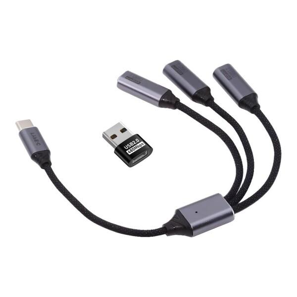 Xiwai USB 2.0 USB-C スプリッター Yケーブル USB Type-C 1 to 3...