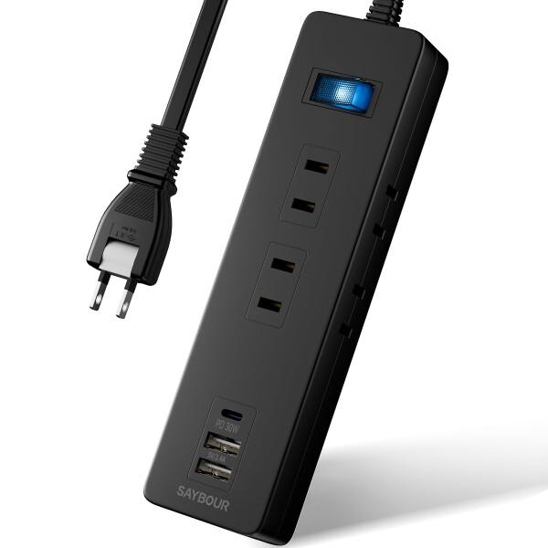SAYBOUR 電源タップ USB 延長コード 2.5m 急速充電 PD 30W コンセント 6個 ...