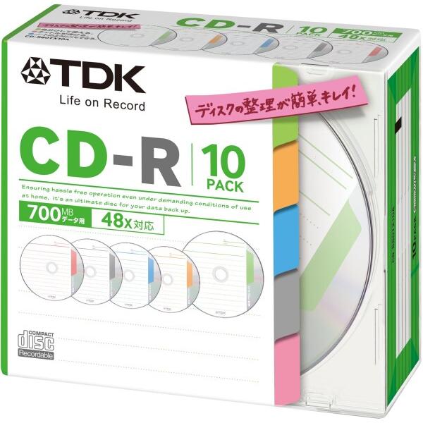 TDK データ用CD-R 1回記録用 700MB 48倍速 インデックス・ディスクシリーズ 10枚パ...