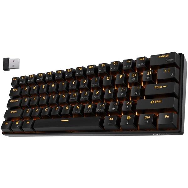 RK ROYAL KLUDGE RK61 ワイヤレス 60% メカニカルゲーミングキーボード、超コン...