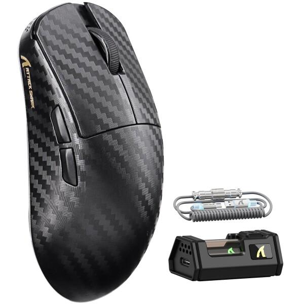 ATTACK SHARK R11Ultra 影鮫 カーボンファイバーマウス ゲーミングマウス Wワイ...