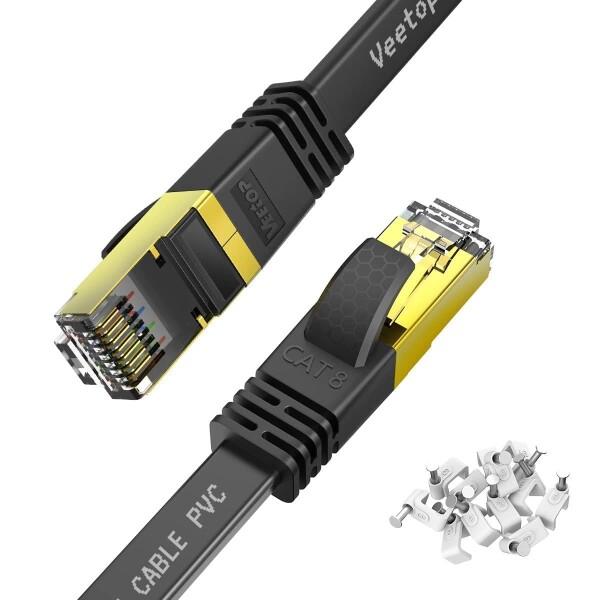 Veetop LANケーブル CAT8 カテゴリ8 フラット 有線らんけーぶる WiFiケーブル 接...