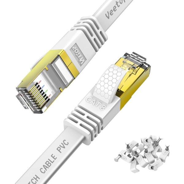 Veetop LANケーブル 50m CAT8 カテゴリ8 フラット 有線らんけーぶる WiFiケー...