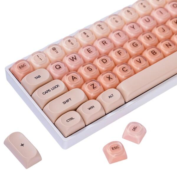 132キー PBTキーキャップ、クリーミーなJelly Keycap、Foundation キュート...