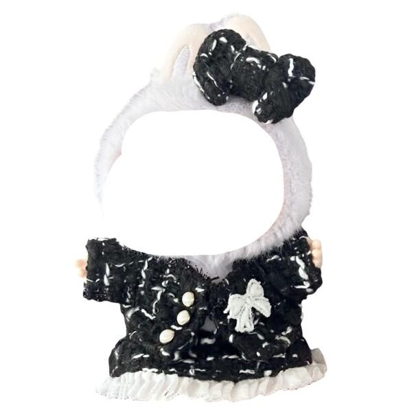 AXLUCE ラブブ 服 ツイード風ジャケット スカート ぬいぐるみ 服 (ブラック)