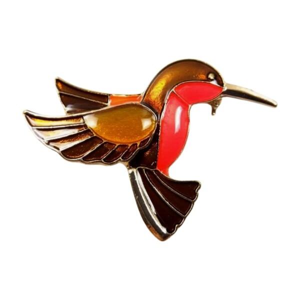 (F NODE) 小鳥 ピンブローチ ラペルピン ハチドリ 4.5cmX3.3cm 留め具 おしゃれ...