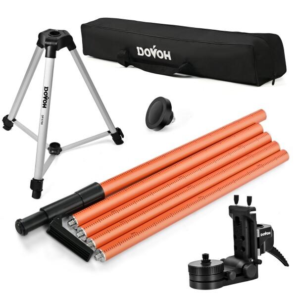 DOVOH 伸縮式レーザーレベルポール レーザー墨出し器 三脚+ロッド アルミ合金三脚+磁気ブラケッ