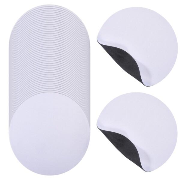 GLOBLELAND 50個 ホワイト ラウンドマウスパッド 熱転写印刷対応 20x20cm 耐洗浄...