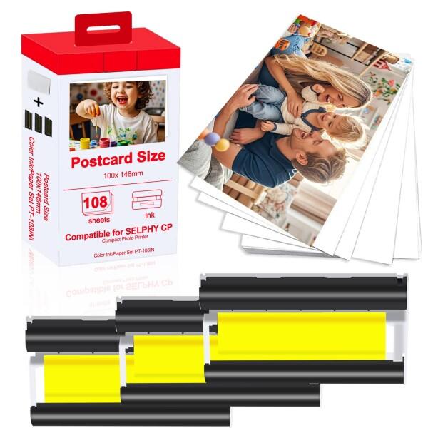 Compatible Canon Selphy CP1500 Ink/Paper Set,108 S...