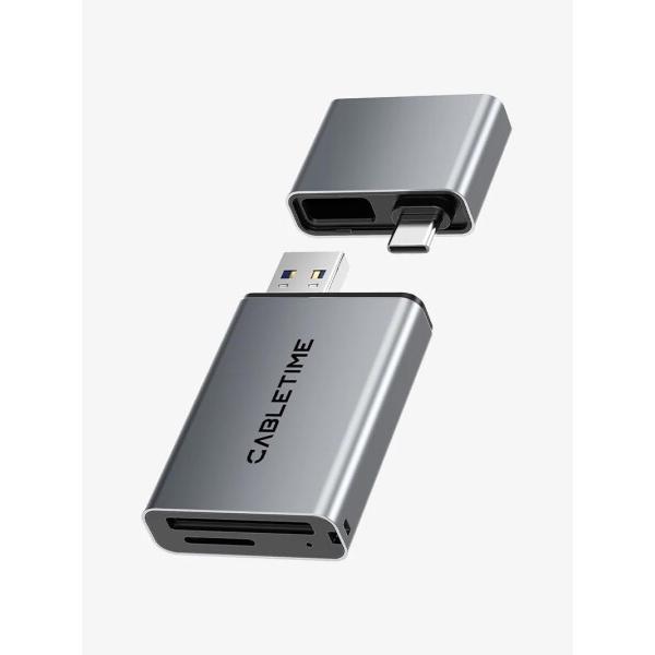 CABLETIME USB A+C 3-IN-1 SDカードリーダー iPhone、iPad、And...