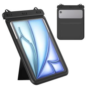 MoKo タブレット用防水ケース 縦スタンド仕様 iPad防水ケース 首掛けバンド付き 浴室 お風