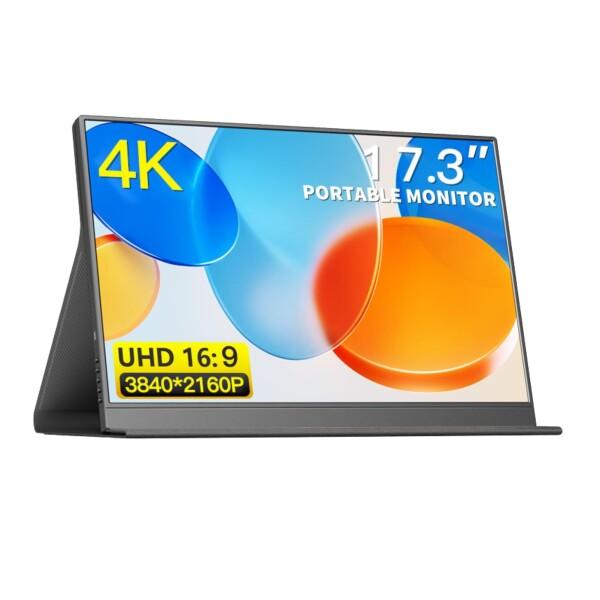 4K ポータブルモニター、17.3インチ 3840x2160P ラップトップモニター、100% SR...