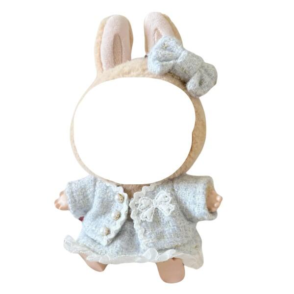 AXLUCE ラブブ 服 ツイード風ジャケット スカート ぬいぐるみ 服 (水色)