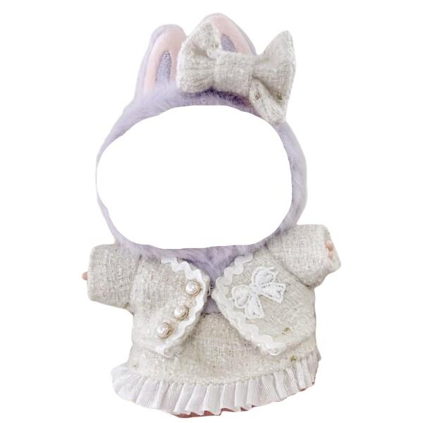 AXLUCE ラブブ 服 ツイード風ジャケット スカート ぬいぐるみ 服 (ホワイト)