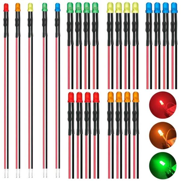 発光ダイオード 配線付き ジオラマ電飾用 25本セット 3mm小型 LEDライン 5〜12V用 LE...
