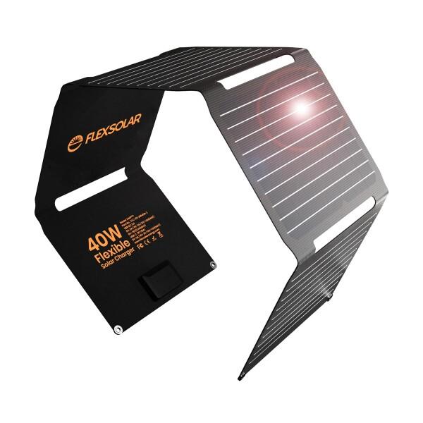 Flexsolar 40W ソーラーパネル小型 USB-C/USB-A/DC出力 ソーラー 充電器チ...