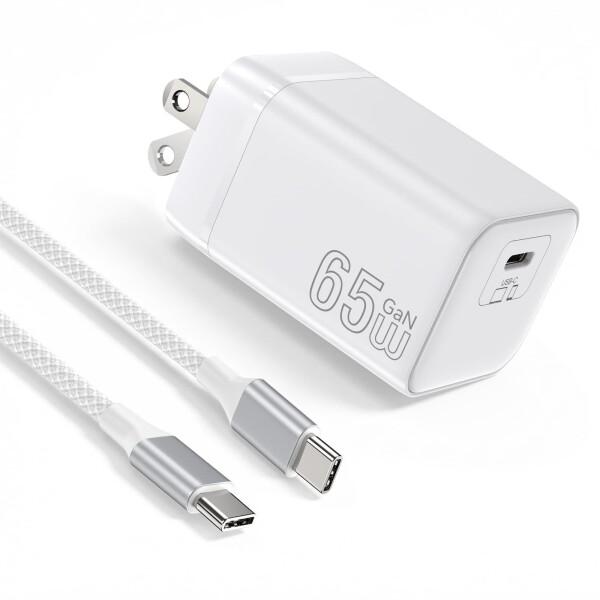 PD 65W 急速充電器 type-c2M Type-C ケーブル付きタイプC 携帯充電器 1ポート...