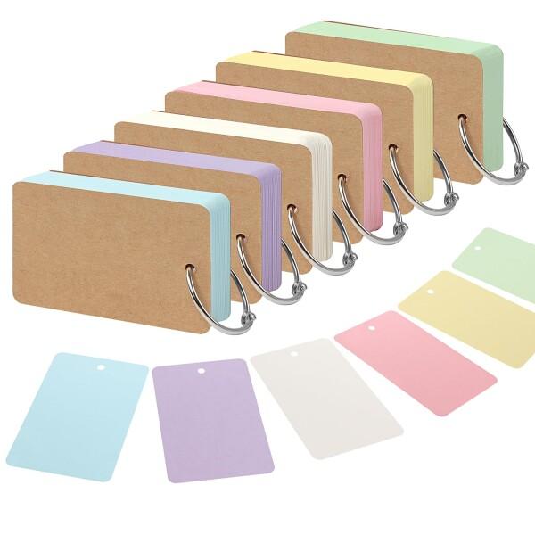 300枚の単語帳 英語、6パックの単語ノートにリングバインダー付き、クラフト紙の表紙の暗記シ