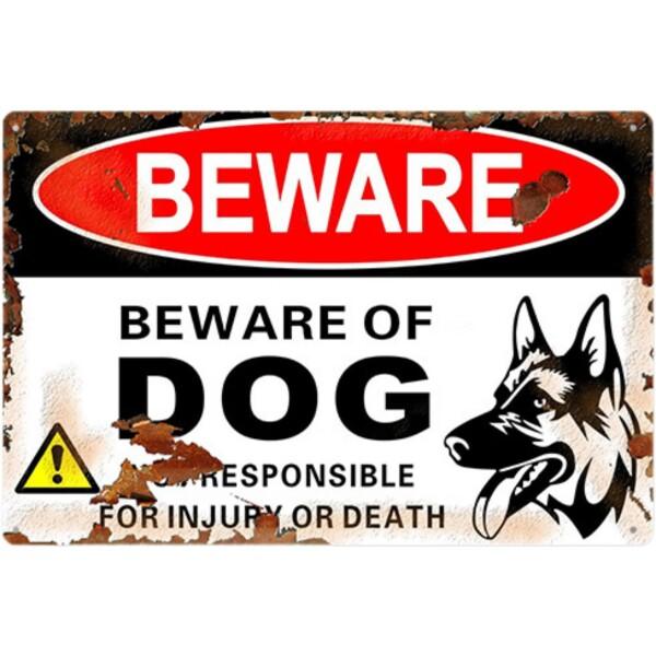 ブリキ看板 犬 20×30cm 1枚 S レトロ サイン プレート 壁掛け 4穴 軽量 ヴィンテージ...