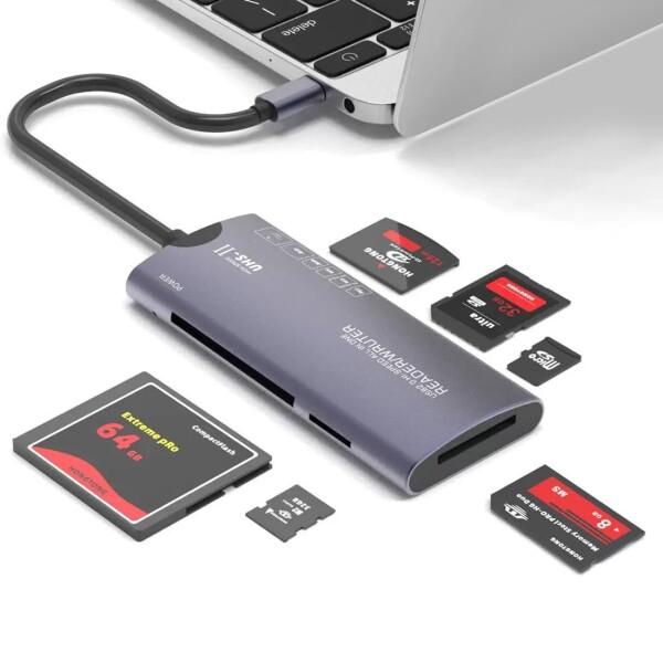 メモリカードリーダー6in1 USB-C SD/TF(Micro SD)/MS/XD/CFカードリー...