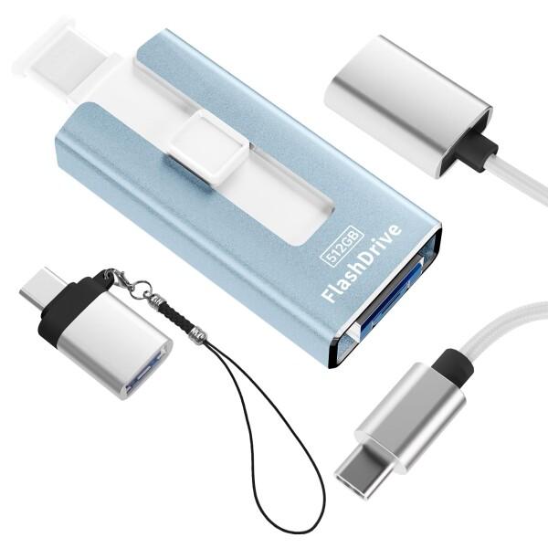 ４in1 USBメモリ 512GB Phone対応 USBメモリ スマホ写真保存 外付けストレージ ...