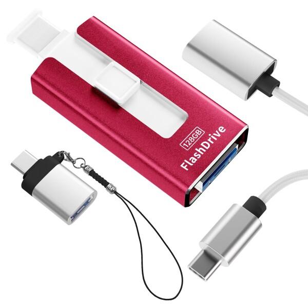 ４in1 USBメモリ 128GB Phone対応 USBメモリ スマホ写真保存 外付けストレージ ...