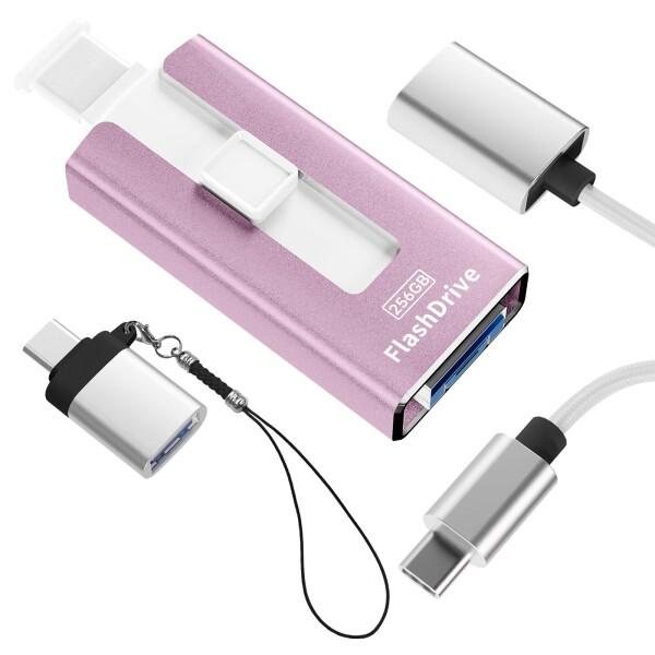 ４in1 USBメモリ 256GB Phone対応 USBメモリ スマホ写真保存 外付けストレージ ...